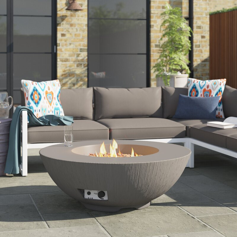 Belgr 14.5" H x 41" W Concrete Propane/Natural Gas Outdoor Fire Pit Table