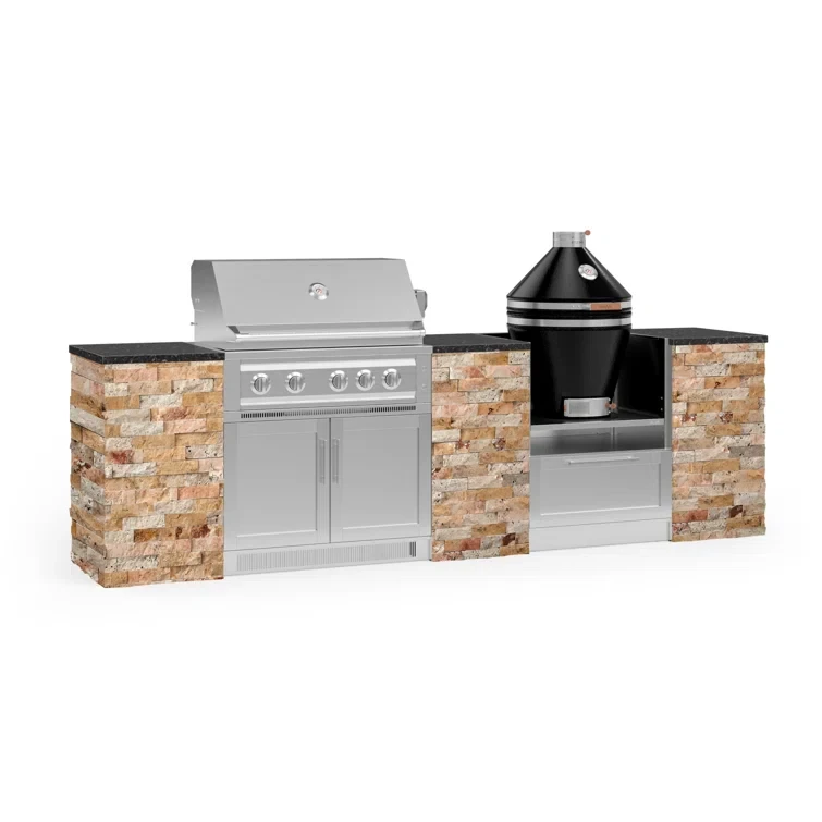 Outdoor Kitchen Signature Series 9 Piece Cabinet Set with 36 in. Natural Gas Platinum Grill