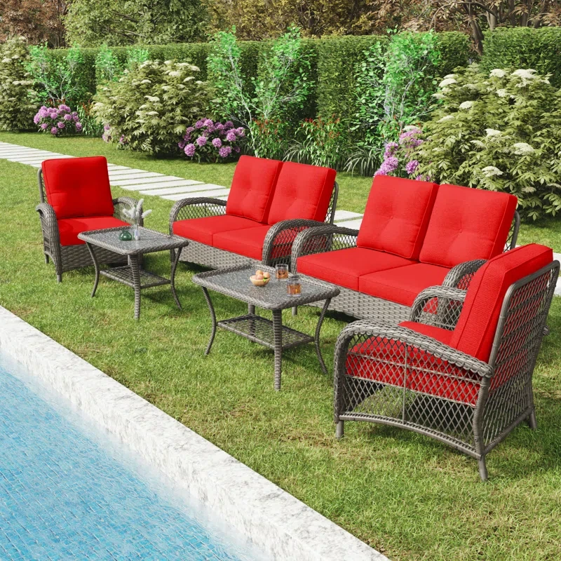 Saivon 6 - Person Outdoor Seating Group with Cushions