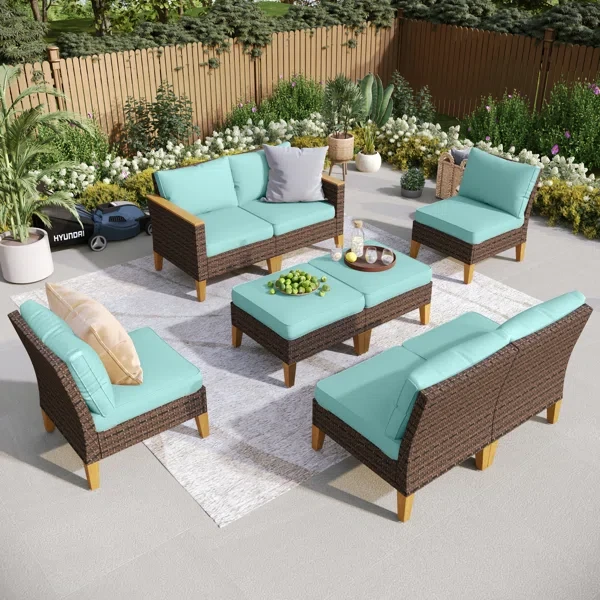 Argyri 8-Piece Wicker Outdoor Patio Conversation Furniture Sectional Set