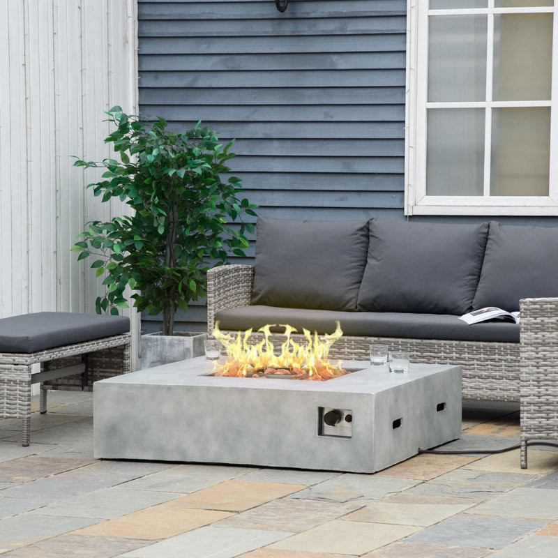 11.5'' H x 42.25'' W Steel Propane Outdoor Fire Pit Table