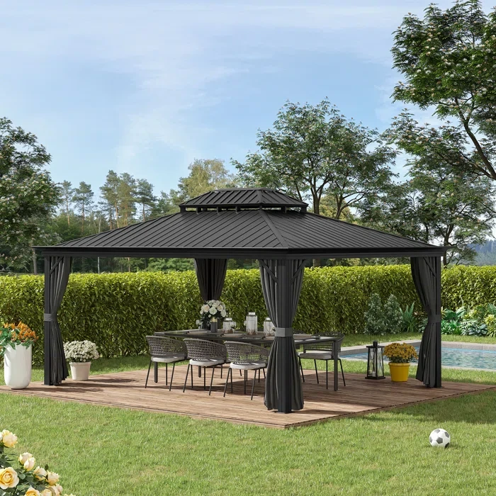 15.5 Ft. W x 12 Ft. D Steel Patio Gazebo