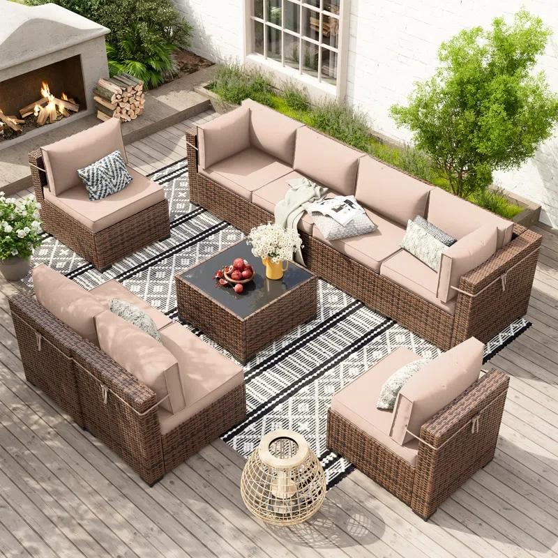 Dinyu 8 - Person Outdoor Seating Group with Cushions