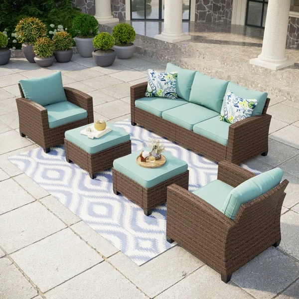 Argyri 7 - Person Outdoor Wicker Patio Conversation Furniture Set