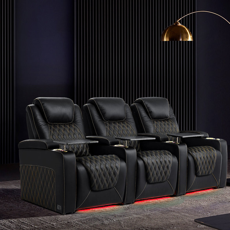 Leather Home Theater Seating with Cup Holder