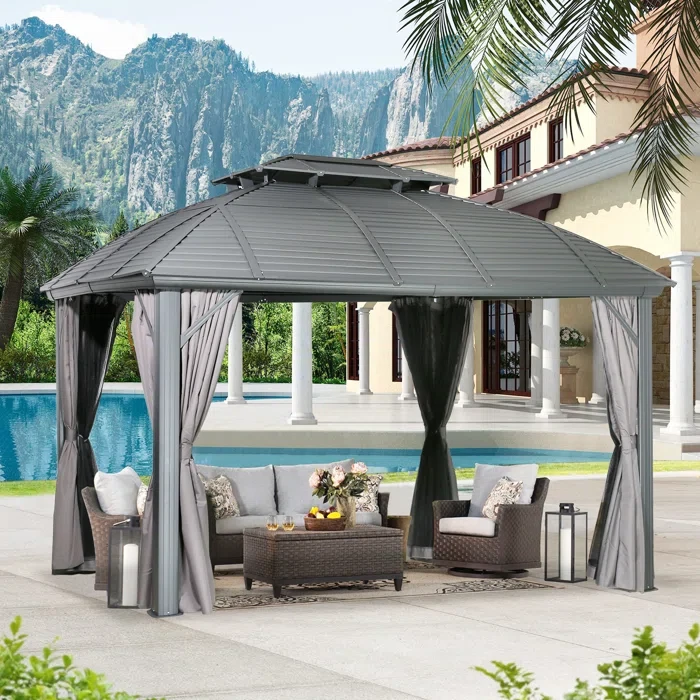 12 Ft. W x 10 Ft. D Metal Patio Gazebo