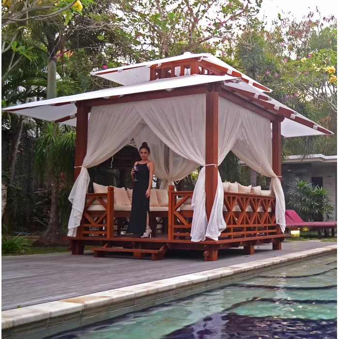 Indonesian 10 Ft. W x 9 FT. D Solid Wood Patio Gazebo