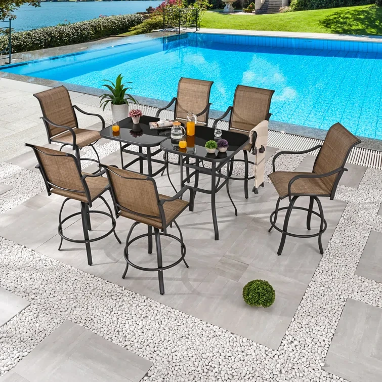 Oberon Outdoor 6-Person High Seating Bistro Dining Set