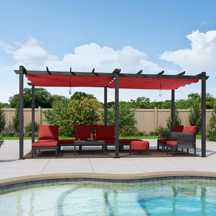 18 ft. W X 10 ft. D Aluminum Pergola with Canopy