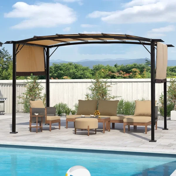 12 Ft. W x 9 Ft. D Steel Pergola with Canopy