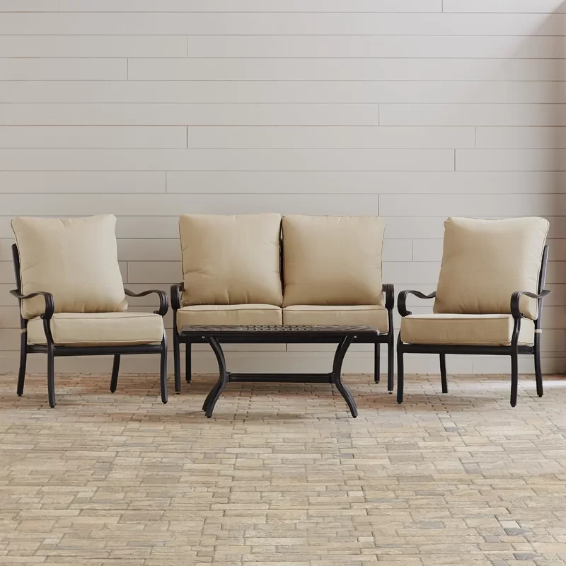 Baldwyn 4 - Person Outdoor Seating Group with Cushions