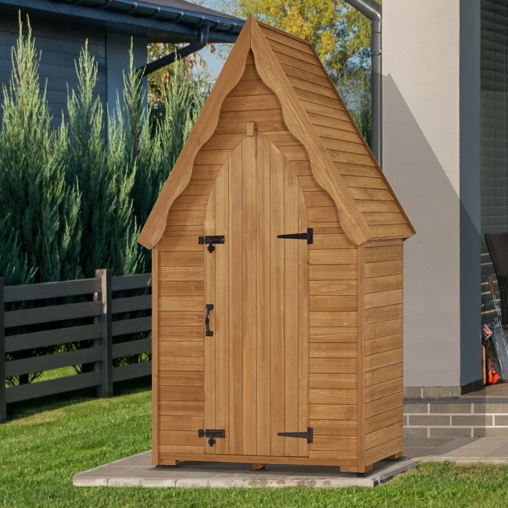 4 ft. W X 3 ft. D Outdoor Storage Wooden Sheds with 6 Shelves