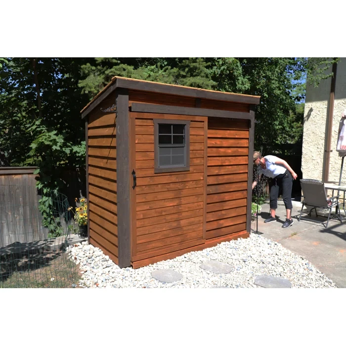 8 ft. W x 4 ft. D Sliding Door Cedar Wood Storage Shed