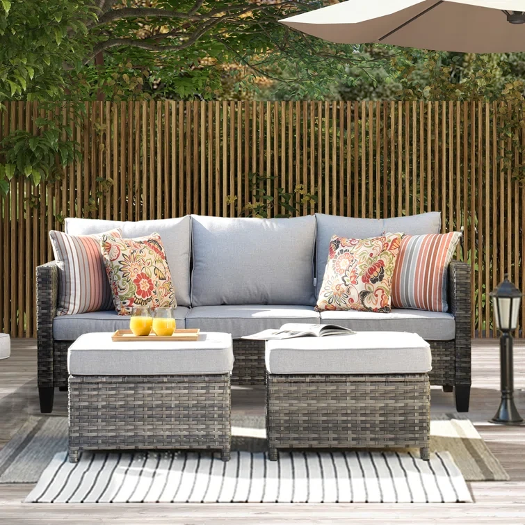 Joette Wicker/rattan 2 - Person Seating Group With Cushions (set Of 2)