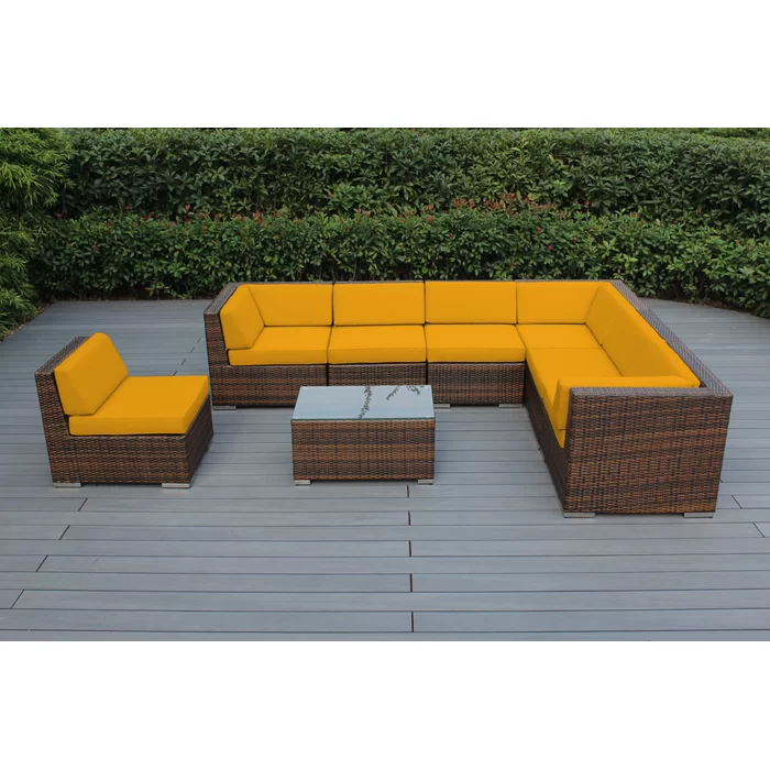 Billyjo Wicker 7 - Person Seating Group with Cushions - No Assembly