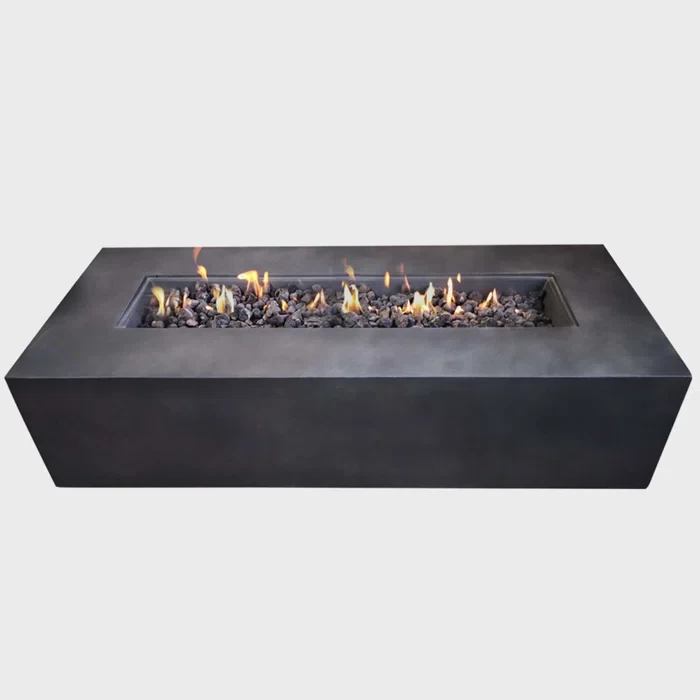 Hasibe Concrete Outdoor Fire Pit Table 15" H x 56" W x 24" D