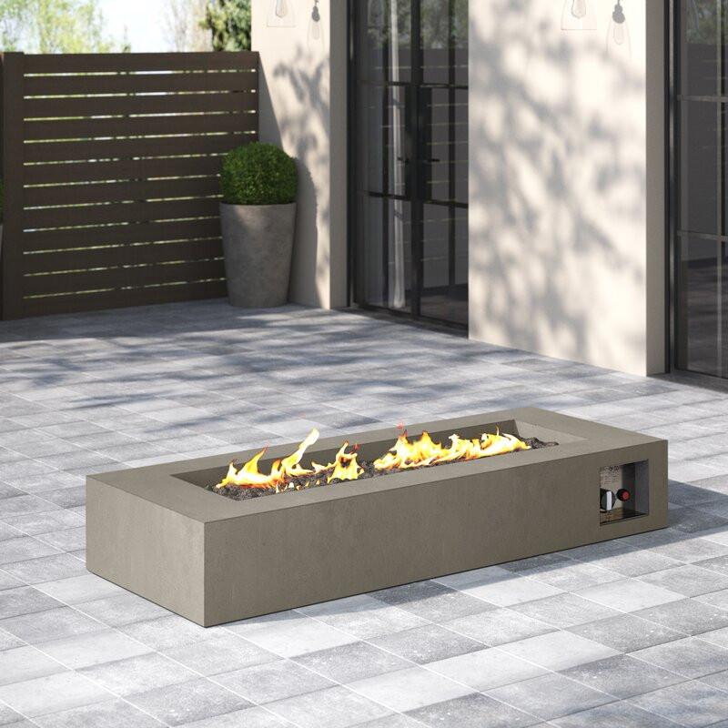 La Valle 72" Rectangle Concrete Propane Fire Pit Table