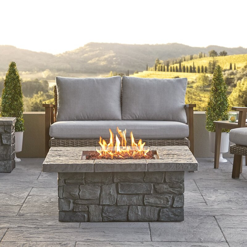 SEDONA 38" Square Concrete Propane or Natural Gas Fire Pit Table by Real Flame