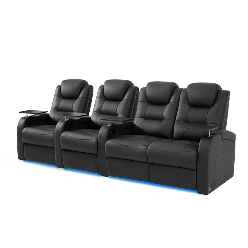 Ivy Bronx Leather Home Theater Seating Dual Power Movie Theater Chairs Theater Recliner Sofa