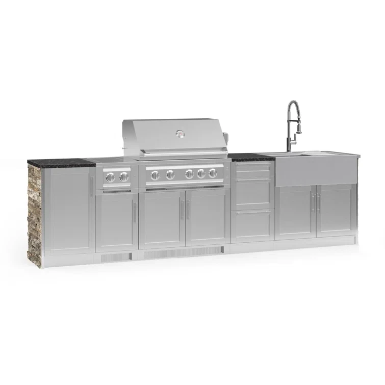 Outdoor Kitchen Signature Series 10 Piece Cabinet Set with 36 in. Natural Gas Platinum Grill