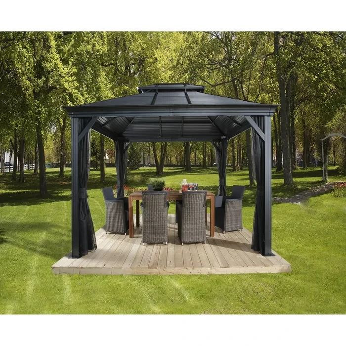 Mykonos II 16 Ft. W x 12 Ft. D Aluminum Patio Gazebo Gazebo  13.9 ft x 11.9 ft