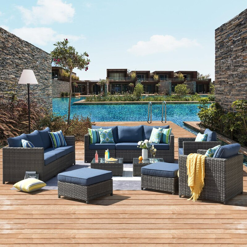 Kensli 12 Piece Rattan Sofa Seating Group with Cushions