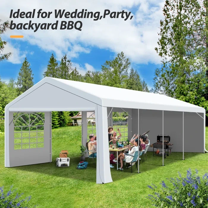 13 (ft) x 26 (ft) Galvanized Steel Party Tent - Heavy Duty Wedding Tent with 4 Sandbags