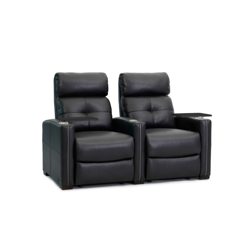 Upholstered Home Theater Seating with Cup Holder Upholstery Material:  Faux Leather