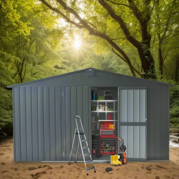 78.7" H x 138.11" W x 109.88" D Metal Storage Shed