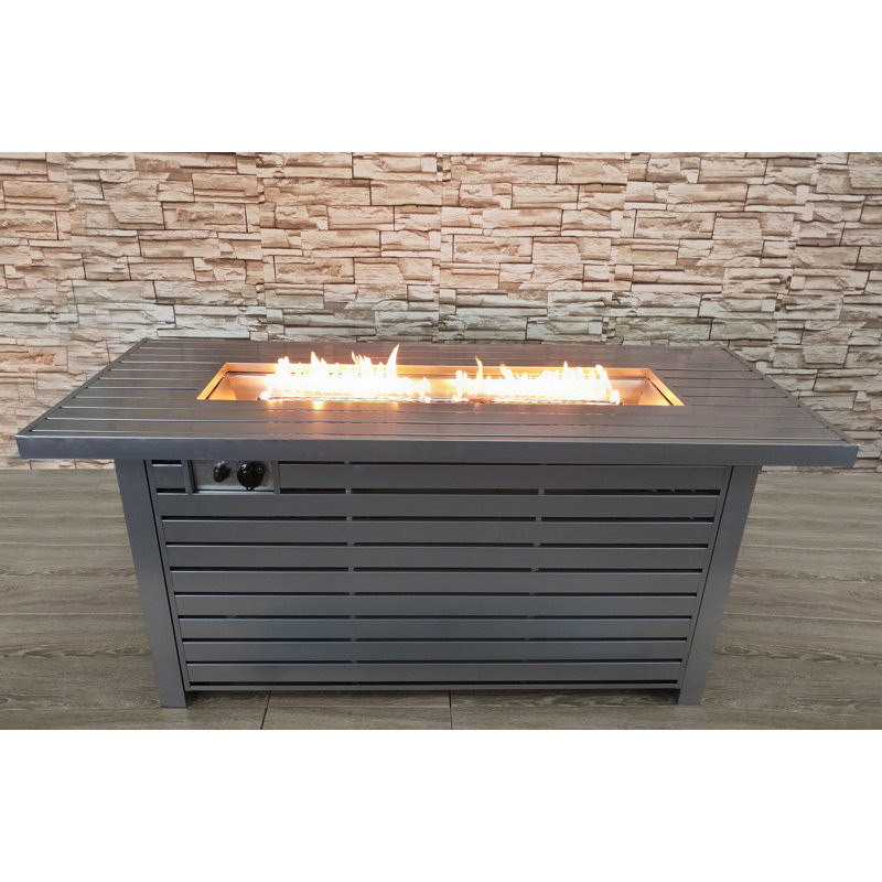 Bigby 24" H Propane/Natural Gas Outdoor Steel Fire Pit Table with Lid 25" H x 54" W x 22" D