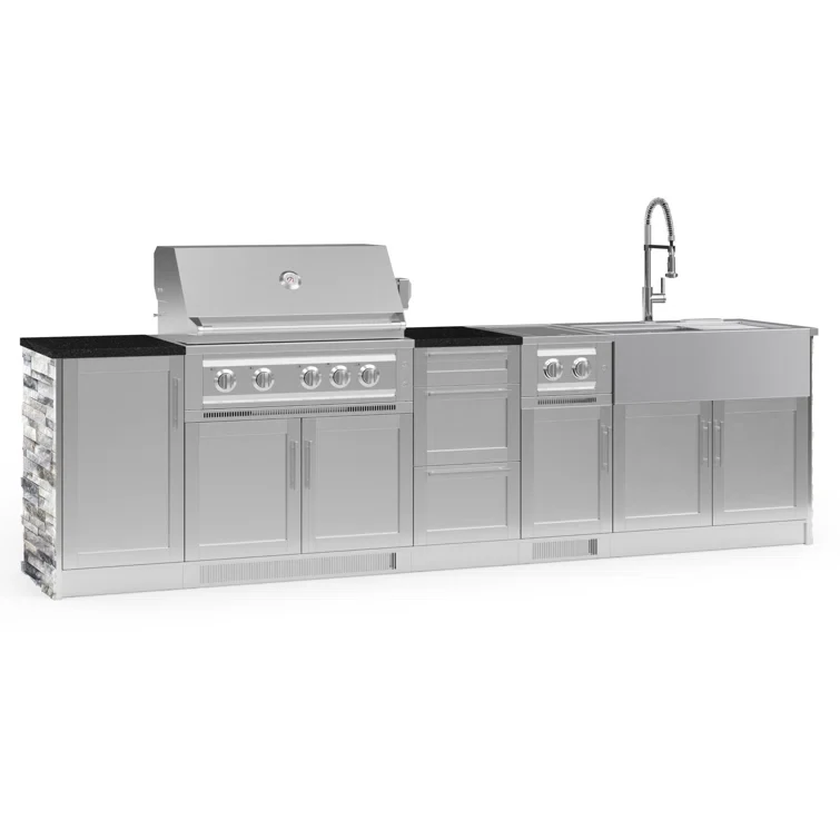 Outdoor Kitchen Signature Series 10 Piece Cabinet Set with 36 in. Propane Gas Platinum Grill