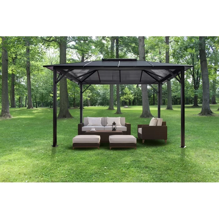 Madrid 13 Ft. W x 11 Ft. D Aluminum Patio Gazebo with Polycarbonate Roof