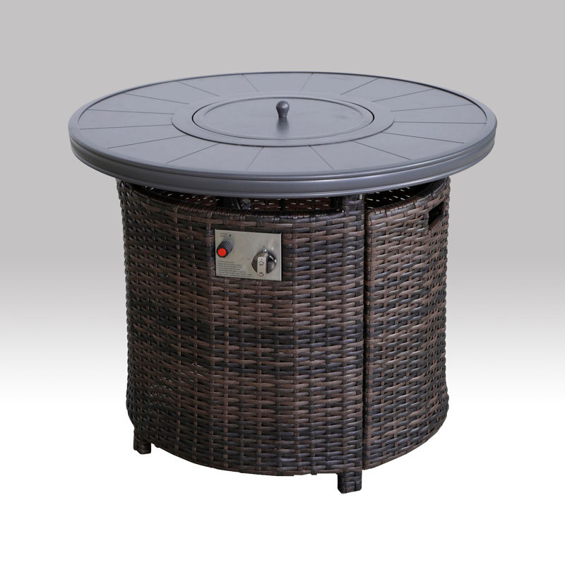 Taniha 25" H x 30" W Outdoor Fire Pit Table with Lid 25" H x 32" W x 32" D