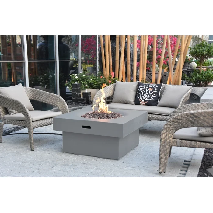 Aswith 34" Square Concrete Fire Pit Table - by Modeno