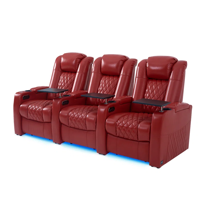 Leather Home Theater Seating Dual Power Movie Theater Chairs Theater Recliner Sofa