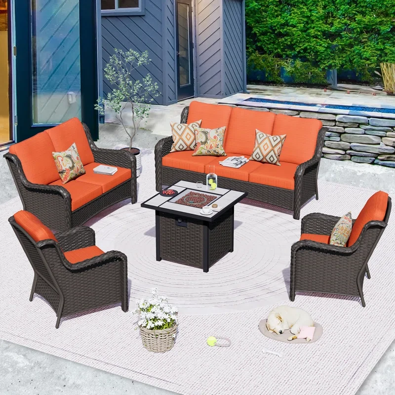 Tommy 7 - Person Outdoor Seating Group with Cushions