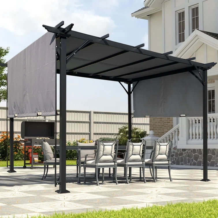 11.8 Ft. W x 9.3 Ft. D Steel Pergola with Canopy