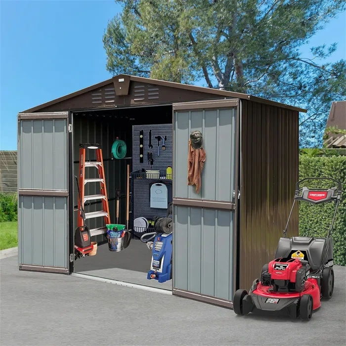 8 ft. W x 6 ft. D Metal Vertical Storage Shed