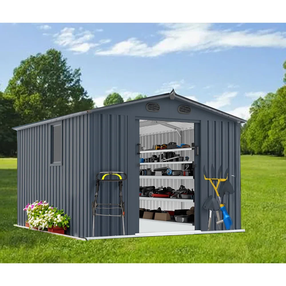 9 ft. W x 8 ft. D Metal Lean-To Storage Shed