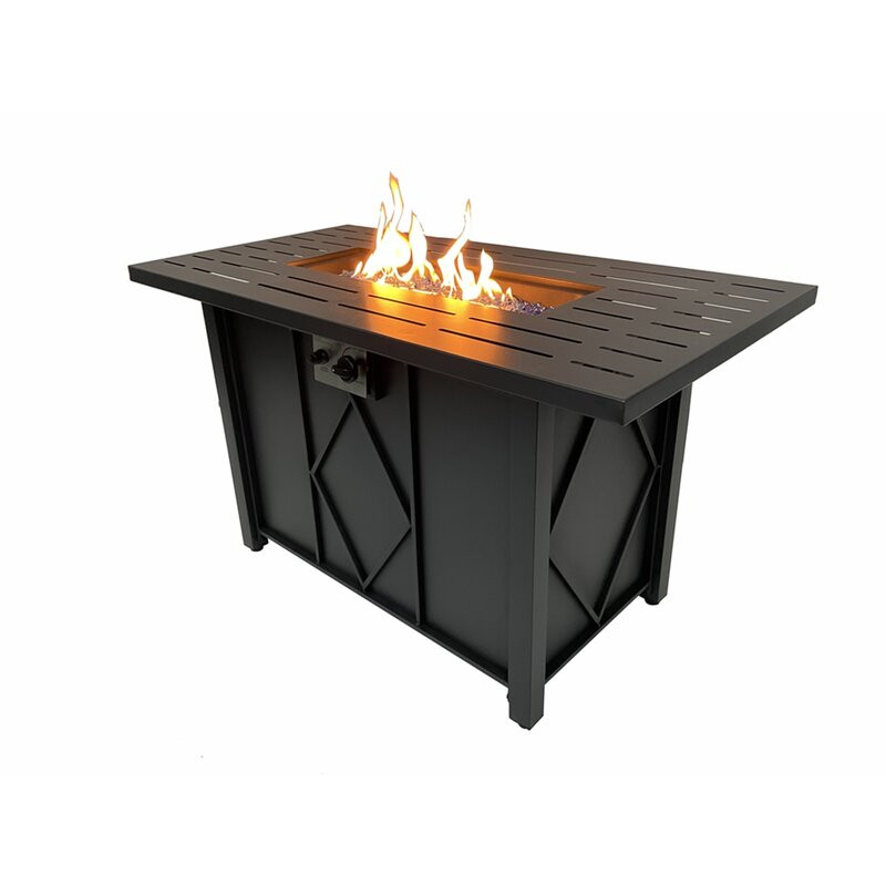 24'' H x 43'' W Steel Propane Outdoor Fire Pit with Lid