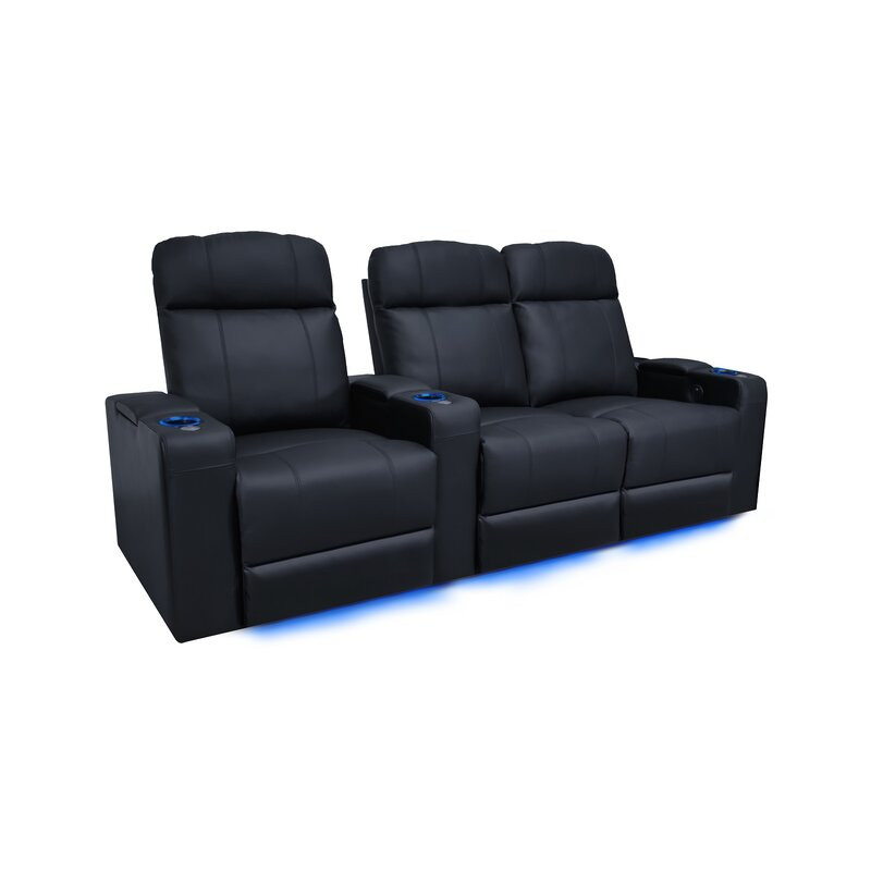 Modern Upholstered Home Theater Seat with Cup Holder