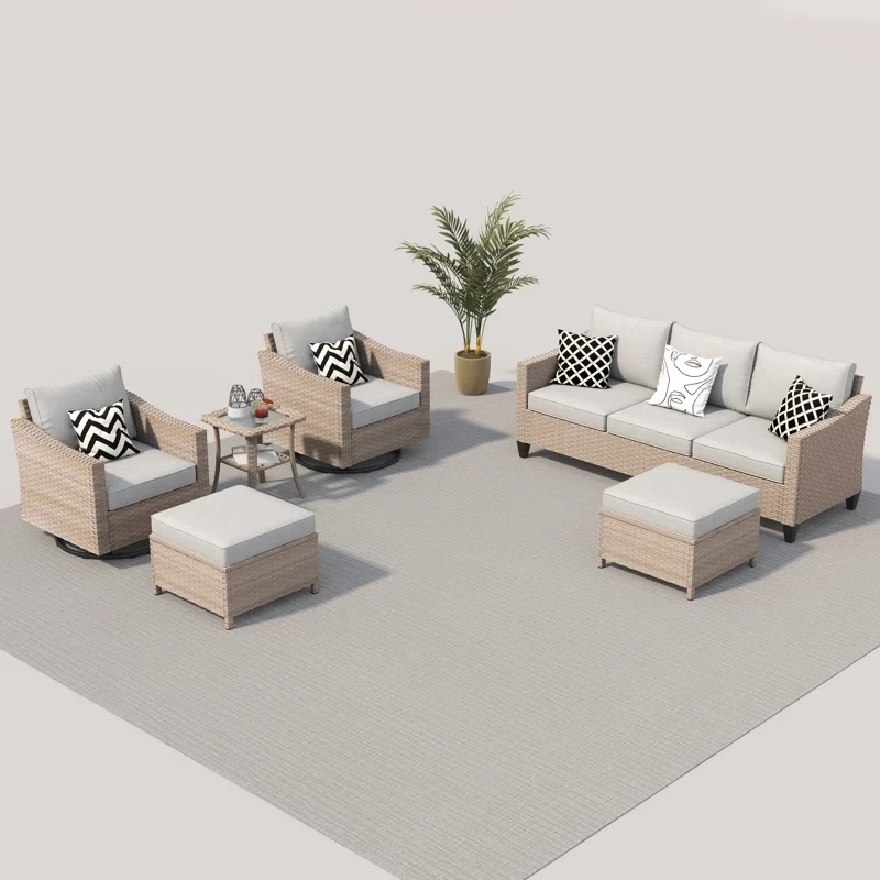 Quantrel 9 Piece Rattan Sofa Seating Group with Cushions