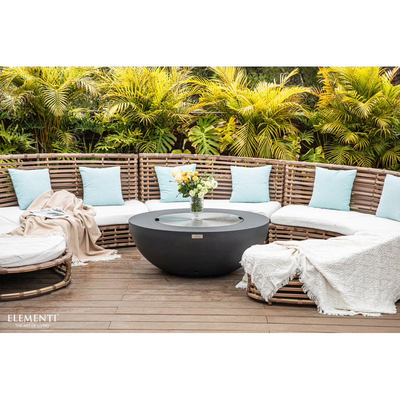 Lunar Bowl 42" Round Outdoor Fire Pit Table Dark Gray - by Elementi