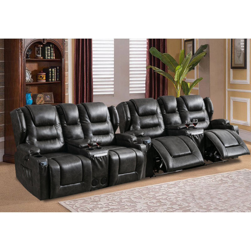 66.9" Wide Power Recliner Loveseat Sofa with Console, Bluetooth Speaker and LED Lights