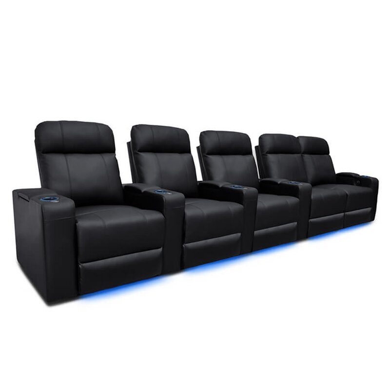 Upholstered Home Theater Seat with Cup Holder