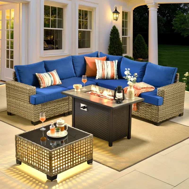 Outdoor Sofa 7-piece Set With Stove