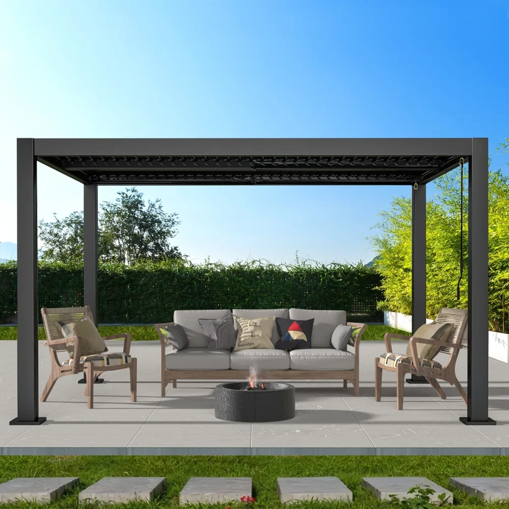 Pergola Outdoor Louvered Pergola with Retractable Roof