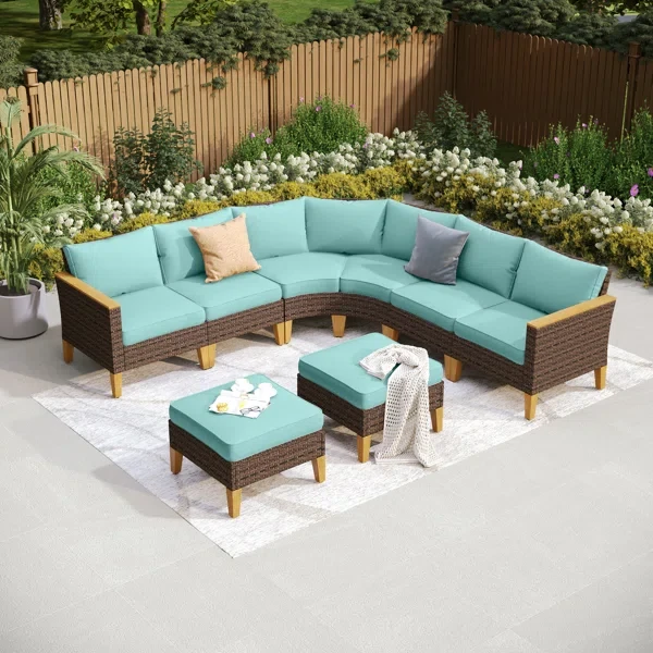 Argyri Wicker Outdoor Patio Conversation Furniture Sectional Set