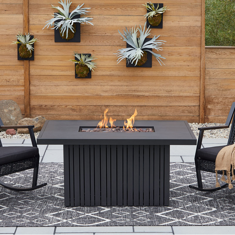 Calvin 52" Rectangle Metal Propane Fire Pit Table With Hidden Tank in Black Coral by Real Flame