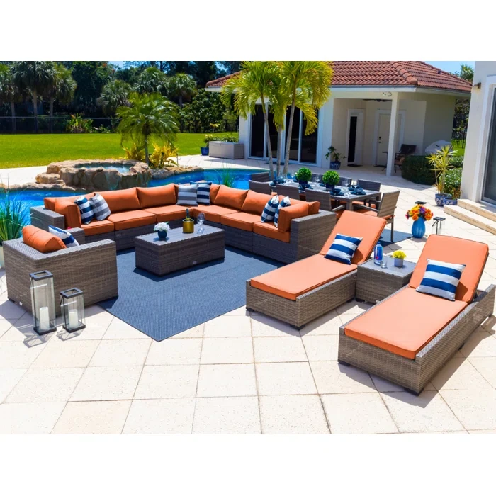 Yussuf 19 Piece Rattan Complete Patio Set with Cushions